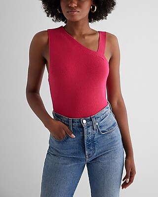 Ribbed Asymmetrical Sweater Tank