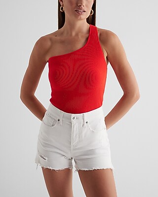 Ribbed One Shoulder Sweater Tank | Express