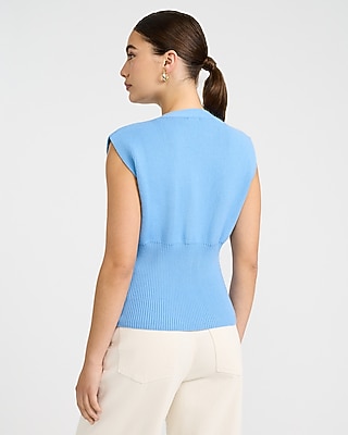 V-Neck Gold Button Banded Cutaway Sweater Vest