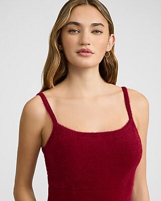 Fuzzy Cropped Sweater Cami | Express