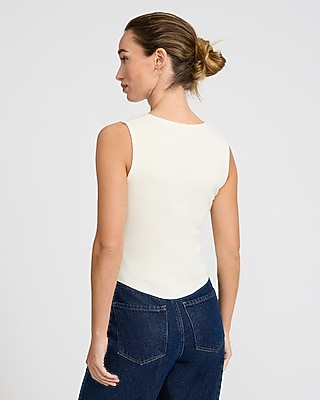 Ruched Front Covered Button Sweater Vest - image 3