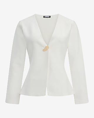 V-Neck Long Sleeve Single Novelty Button Cutaway Sweater