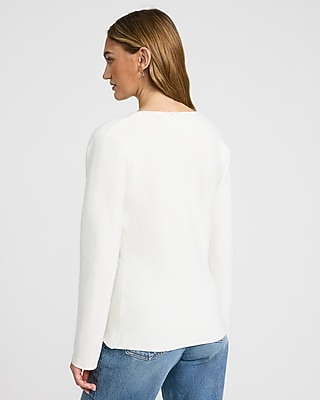 V-Neck Long Sleeve Single Novelty Button Cutaway Sweater