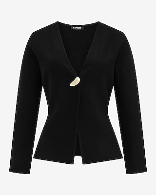 V-Neck Long Sleeve Single Novelty Button Cutaway Sweater