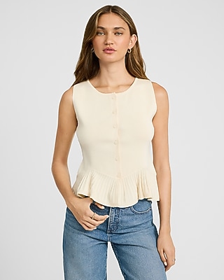 トップス Satin Combination Peplum Tank Top Satin Combination