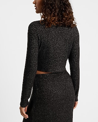 Cozy Knit Fitted Crew Neck Cropped Top