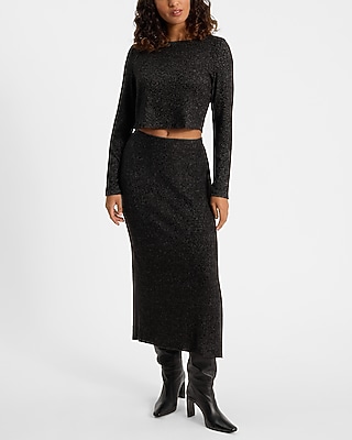 Cozy Knit Fitted Crew Neck Cropped Top