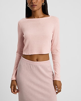 Cozy Knit Fitted Crew Neck Cropped Top