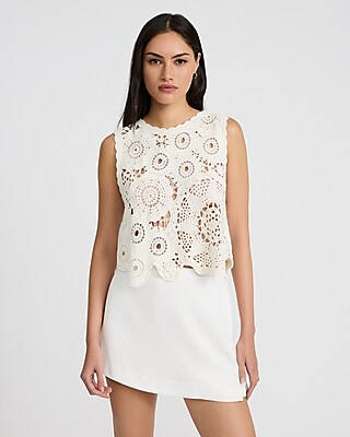 Crochet Crew Neck Sweater Tank
