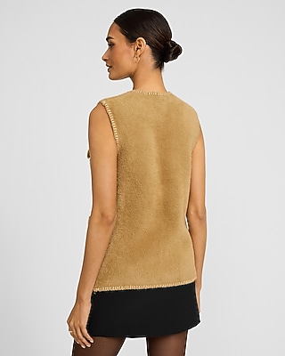 Fuzzy Rhinestone Embellished Sweater Vest