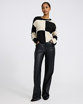 Color Block Checkered Crew Neck Sweater - image 4