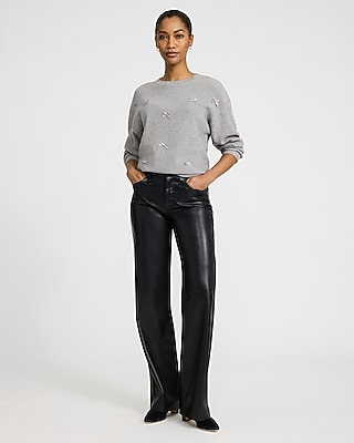 Crew Neck Ribbon Bow Sweater - image 4