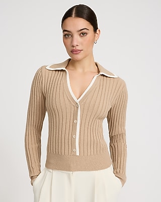 Ribbed Shawl Collar Cardigan | Express