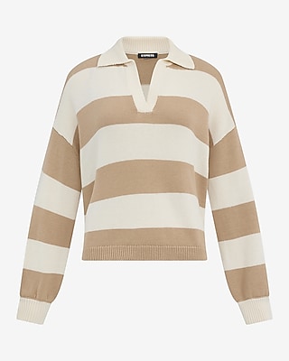 Striped Puff Sleeve Johnny Collar Sweater - image 5