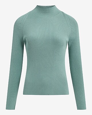 Fitted Ribbed Mock Neck Sweater