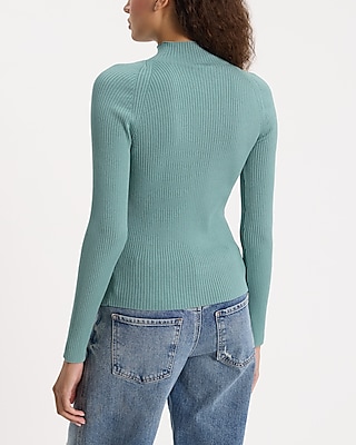 Fitted Ribbed Mock Neck Sweater