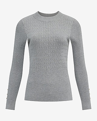 Textured Crew Neck Fitted Sweater
