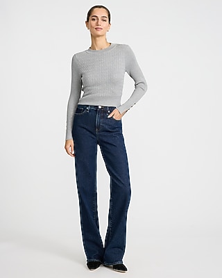 Textured Crew Neck Fitted Sweater
