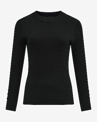 Textured Crew Neck Fitted Sweater