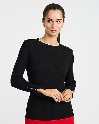 Textured Crew Neck Fitted Sweater