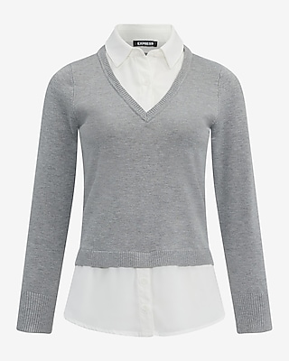 Mixed Media Layered Collared Sweater - image 4