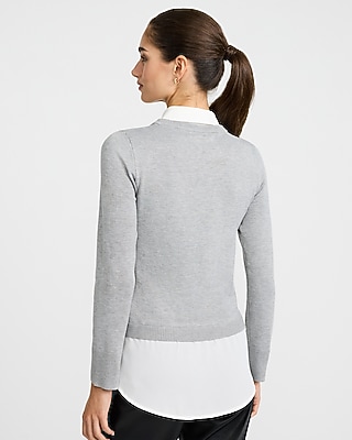 Mixed Media Layered Collared Sweater - image 2