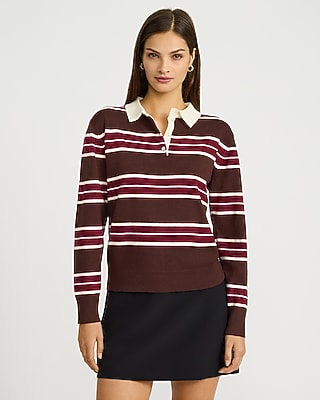 Striped Collared Sweater Polo