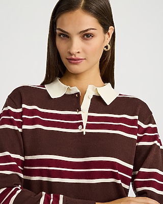 Striped Collared Sweater Polo