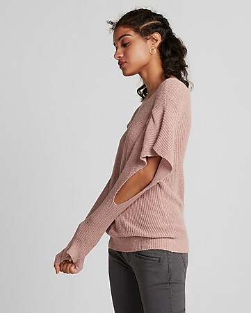 cold shoulder ruffle sweater