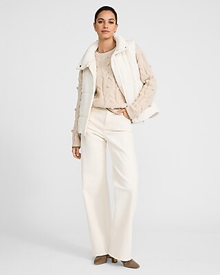 Tipped Cable Knit Crew Neck Pom Pom Sweater - image 5