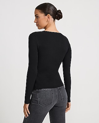 Fitted Ribbed Scalloped Crew Neck Cardigan
