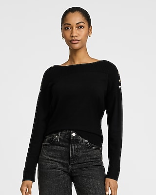 Gold Hardware Crew Neck Long Sleeve Sweater