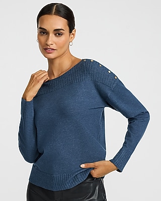 Gold Hardware Crew Neck Long Sleeve Sweater