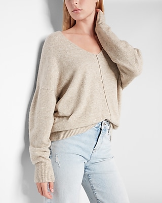 Seamed V-Neck Oversized Sweater