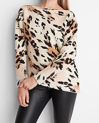 leopard print asymmetrical tunic sweater