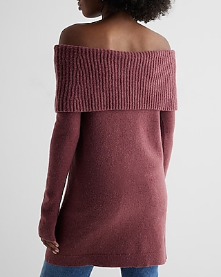 Ribbed Off The Shoulder Overlay Oversized Sweater