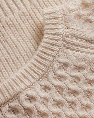 Cable Knit Crew Neck Tunic Sweater