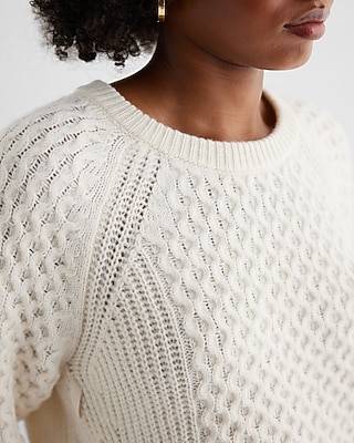 Cable Knit Crew Neck Tunic Sweater