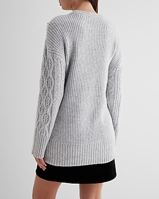 Embellished Cable Knit Tunic Sweater