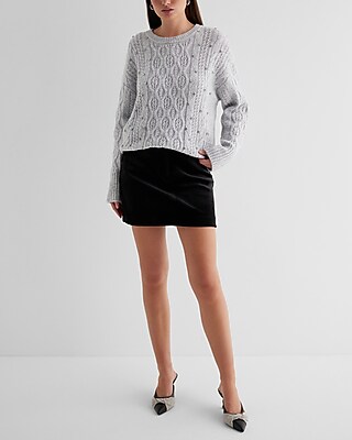 Embellished Cable Knit Tunic Sweater