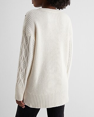 Embellished Cable Knit Tunic Sweater