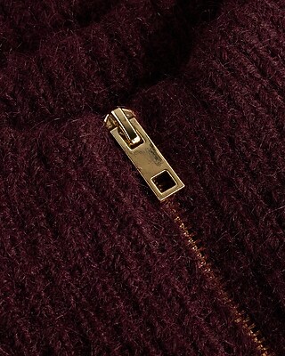 Fuzzy Knit Quarter Zip Tunic Sweater