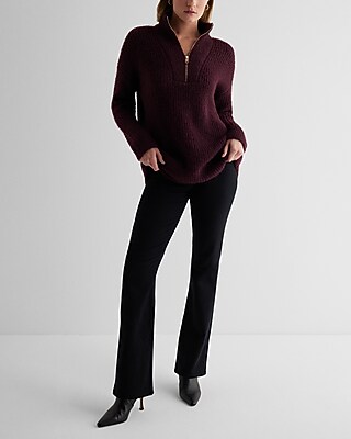 Fuzzy Knit Quarter Zip Tunic Sweater