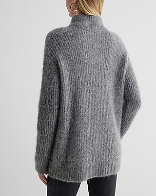Fuzzy Knit Quarter Zip Tunic Sweater