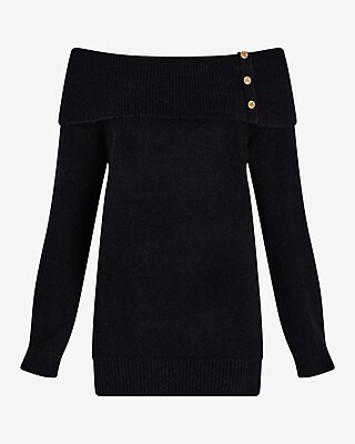 Novelty Button Off The Shoulder Oversized Sweater - image 5