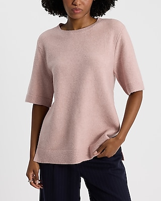 Crew Neck Elbow Sleeve Tunic Sweater