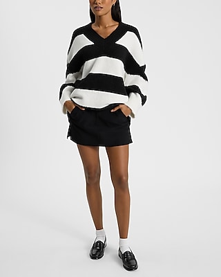 Striped V-Neck Oversized Sweater