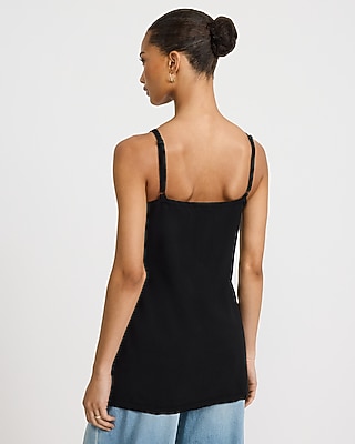 Cotton V-Neck Novelty Button Cutaway Sweater Tank
