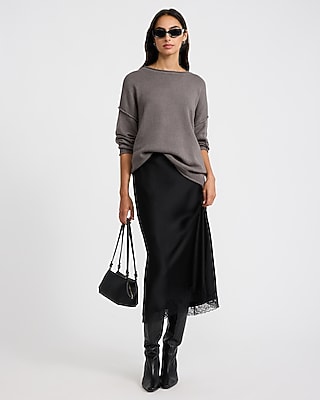 Boat Neck Roll Hem Oversized Sweater - thumbnail 8