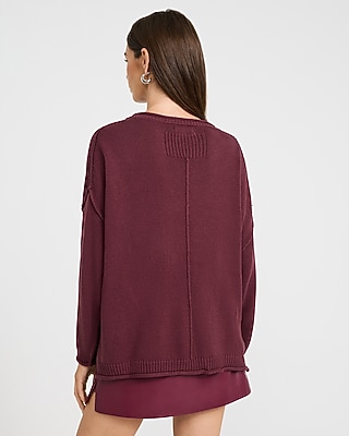 Boat Neck Roll Hem Oversized Sweater